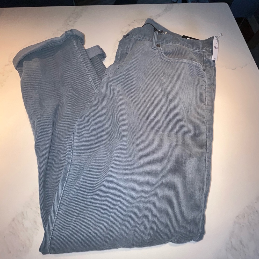 NWT women’s gap 1969 sexy boyfriend blue/gray corduroy pants.  Size 30r.